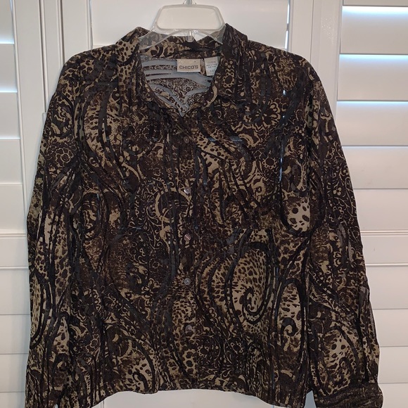 button down sheer top - Picture 1 of 4